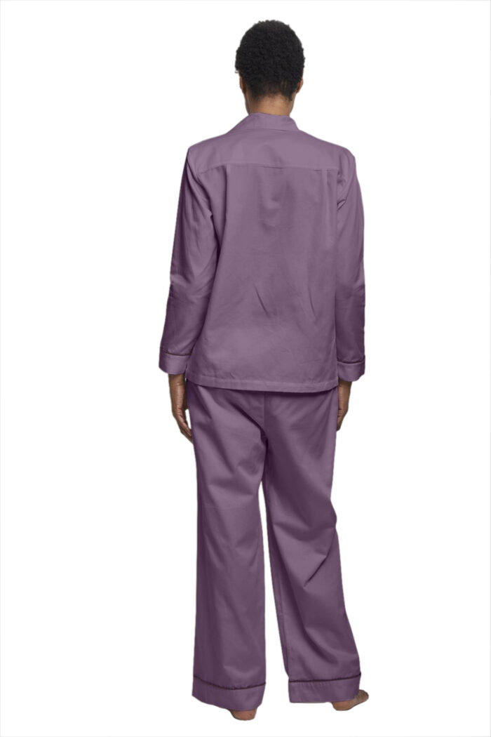Cotton Sateen Pajama Set with Contrast Piping
