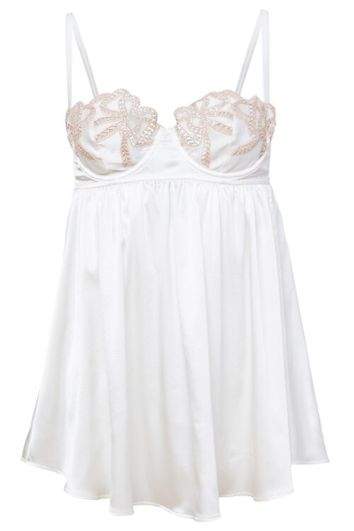 Bow Guipure Embroidery Cupped Babydoll