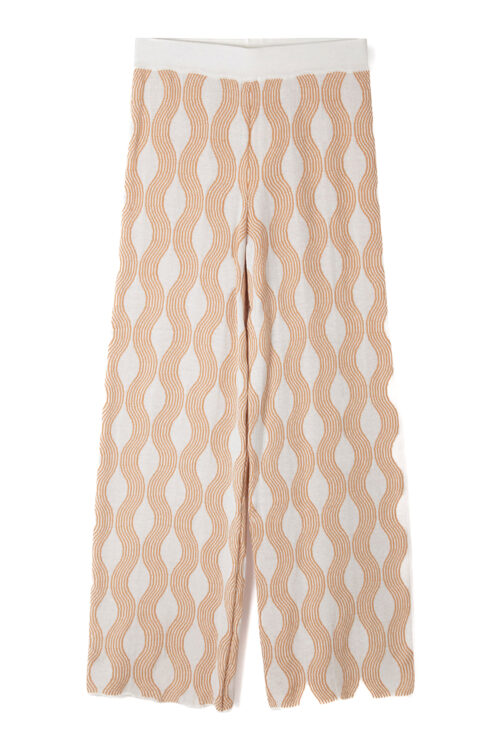 Tan Wave Knitted Cotton Pant