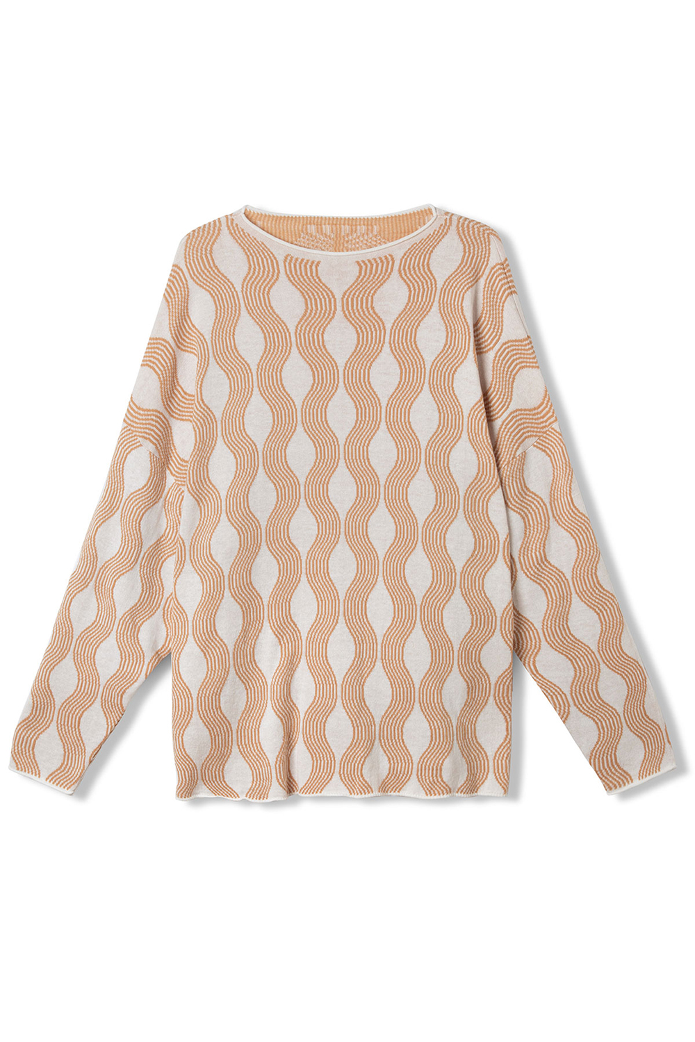Tan Wave Knitted Cotton Top