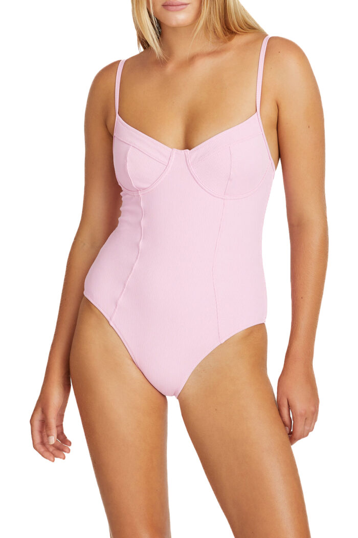 Sea Pink Ribbed One Piece